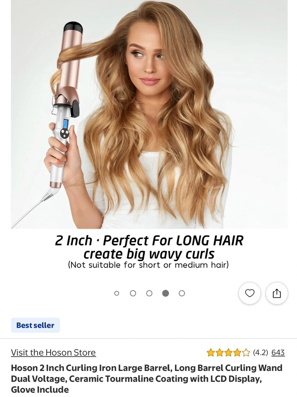 Rose Gold 2-Inch Curling Iron with LCD Temperature Display
